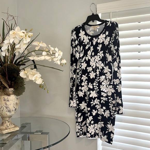 Michael Khors Floral Stretch-Viscose Bell-Cuff Dress Size Small - Picture 2 of 7